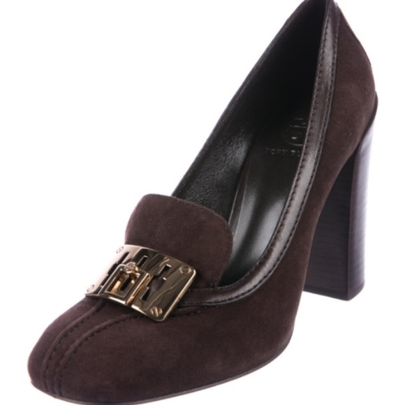Tory Burch Suede Howie Pump Brown 7 - Picture 1 of 6